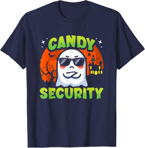 Cute Ghost Kids Halloween - Candy Security - Funny Halloween T-Shirt - T-Shirt | Navy