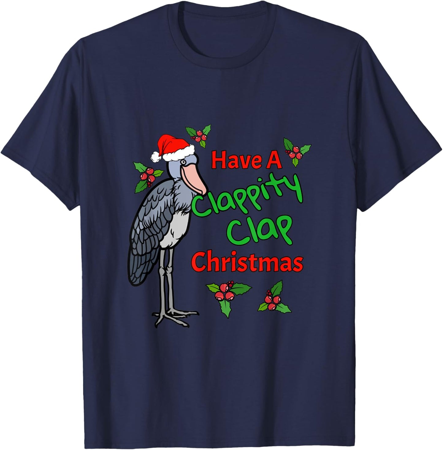 Shoebill Stork Funny Christmas Bird Animals Holiday Design T-Shirt - T-Shirt | Navy