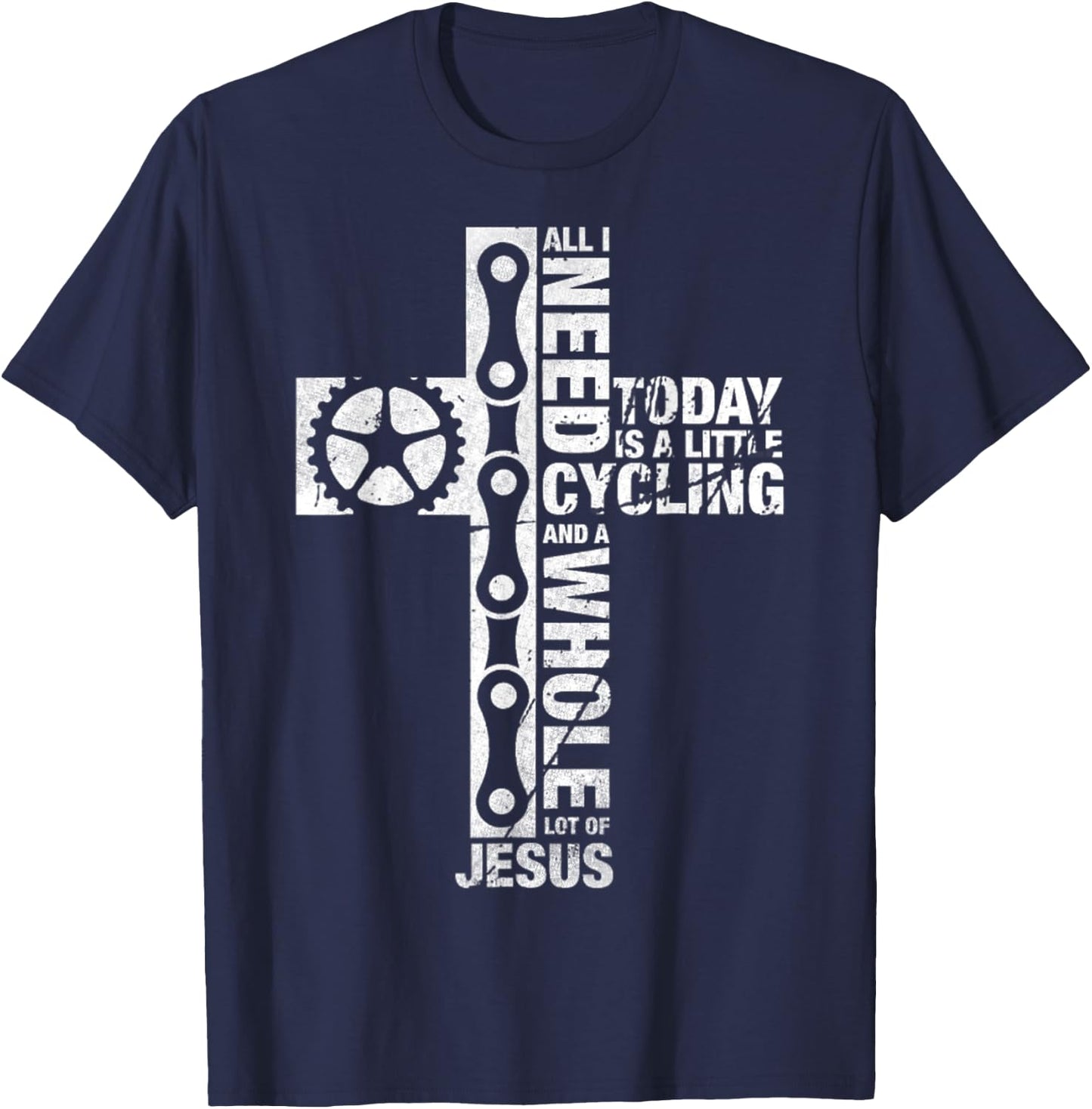 Vintage I Need Is Cycling And Jesus Christian Religious T-Shirt - T-Shirt | Navy
