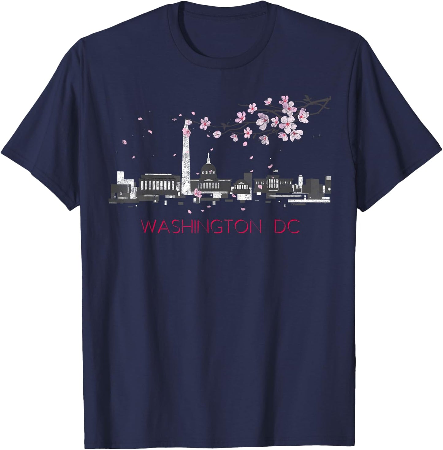 Washington D.C.Vacation Cherry Blossom White House Capitol T-Shirt - T-Shirt | Navy
