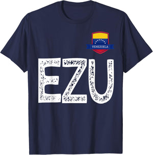 Venezuela Human-Flag Letter E and Letter Z and U Venezuela T-Shirt - T-Shirt | Navy