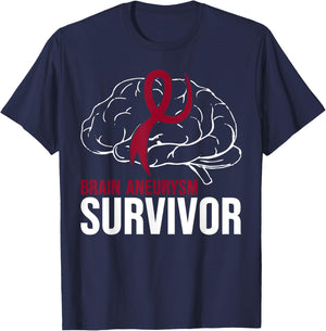 Brain Aneurysm Awareness Survivor Brain Aneurysm T-Shirt - T-Shirt | Navy