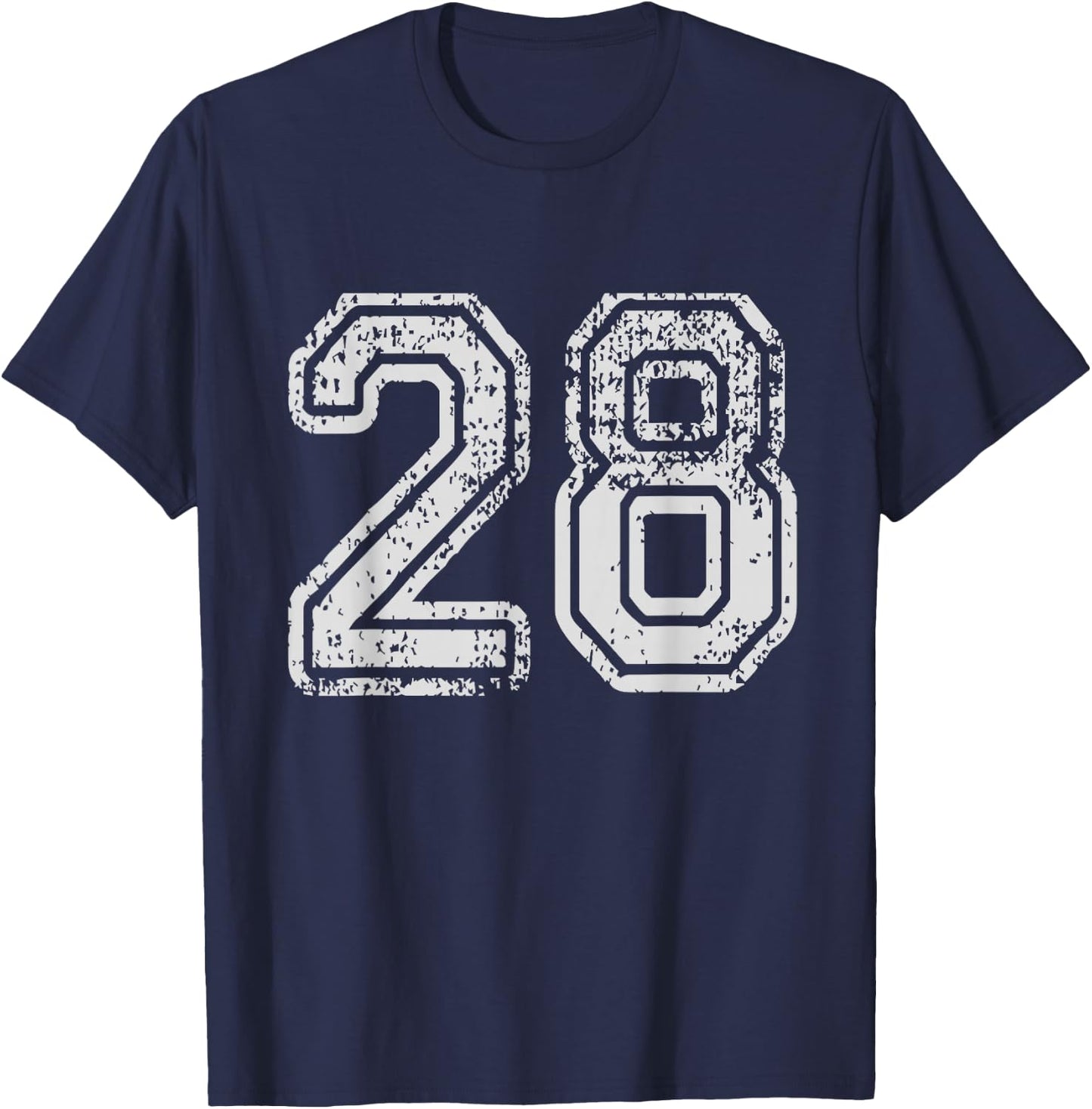 Team Jersey Uniforms Number 28 School Sports 28th Birthday T-Shirt - T-Shirt | Navy