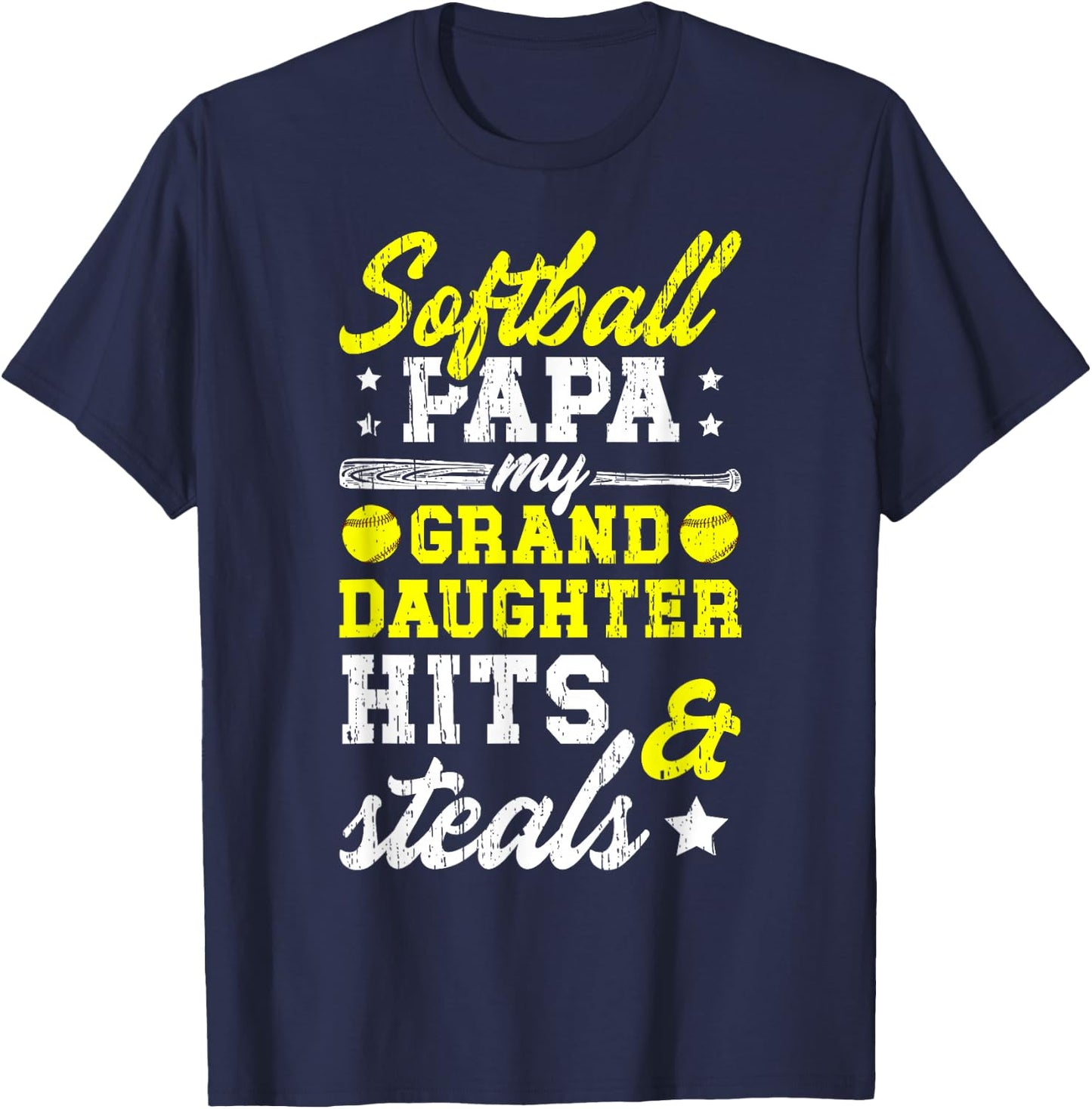 Softball Papa Grandpa Funny Papa Of A Softball Player T-Shirt - T-Shirt | Navy