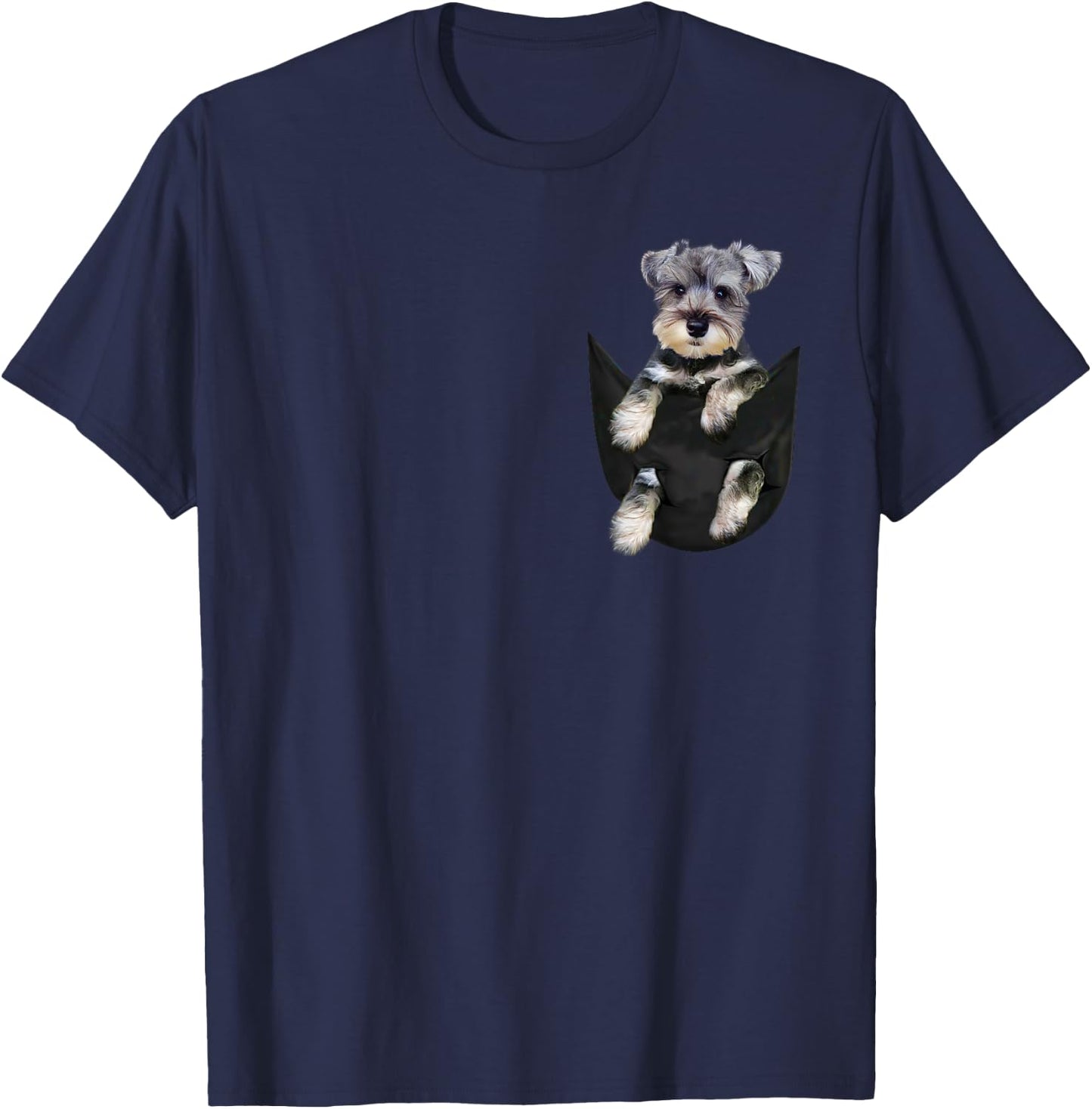Schnauzer Dog in Pocket Puppy Gifts T-Shirt - T-Shirt | Navy