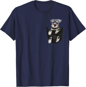 Schnauzer Dog in Pocket Puppy Gifts T-Shirt - T-Shirt | Navy