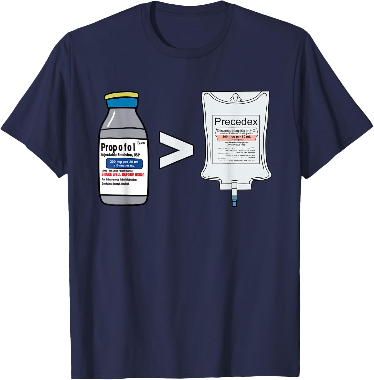 Propofol Precedex Funny Anesthesiologist Anesthesia T-Shirt - T-Shirt | Navy