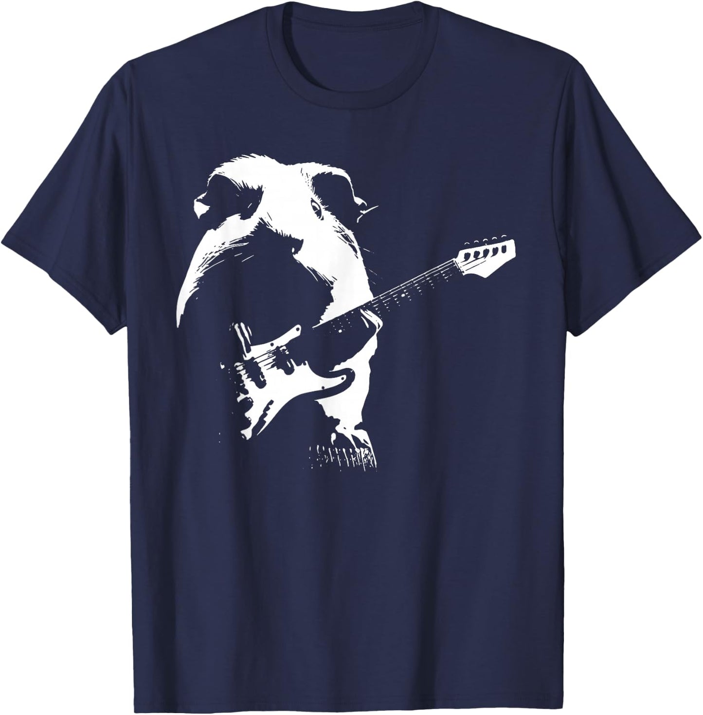 Guinea Pigs Playing Bass Guitar Shirt Playing Guitar T-Shirt - T-Shirt | Navy