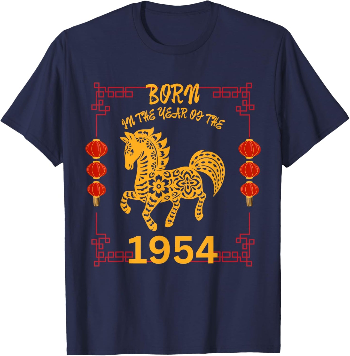 Born in the Year of the Horse 1954 Chinese New Year Zodiac T-Shirt - T-Shirt | Navy