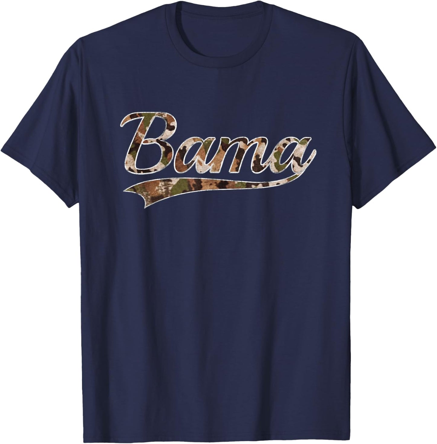 Bama Alabama Camouflage Vintage Inspired Distressed Camo T-Shirt - T-Shirt | Navy