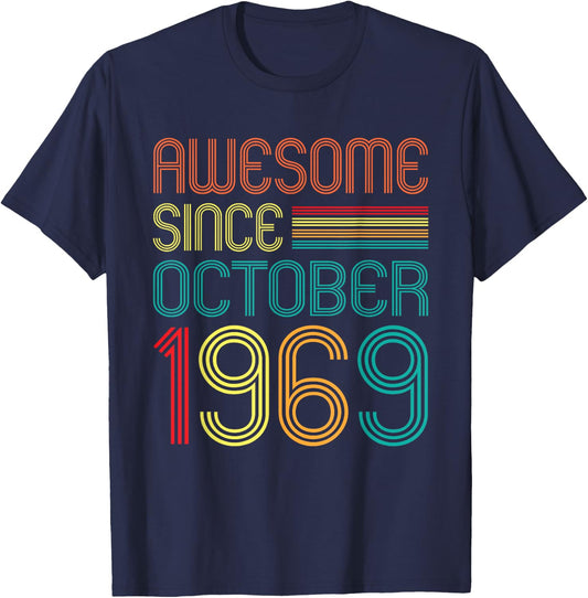 Awesome Since October 1969 Retro 55th Birthday 55 Years Old T-Shirt - T-Shirt | Navy