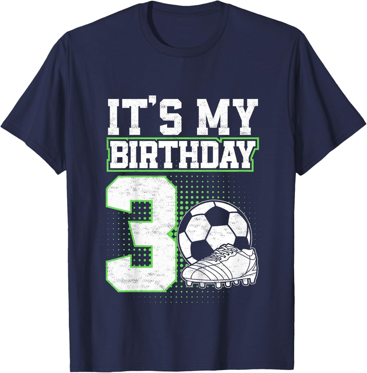 Kids 3 Year Old Soccer Boy Its My 3rd Birthday Soccer Ball T-Shirt - T-Shirt | Navy