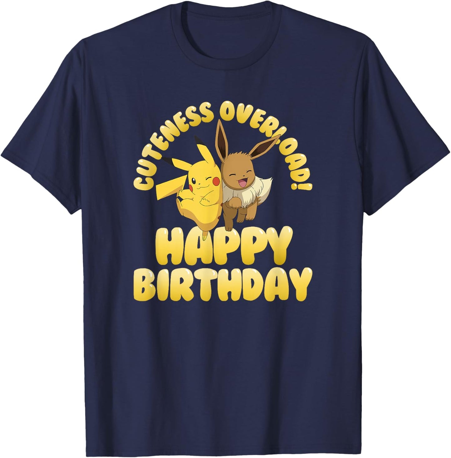 Pokémon Birthday Pikachu & Eevee Cuteness Overload! T-Shirt - T-Shirt | Navy