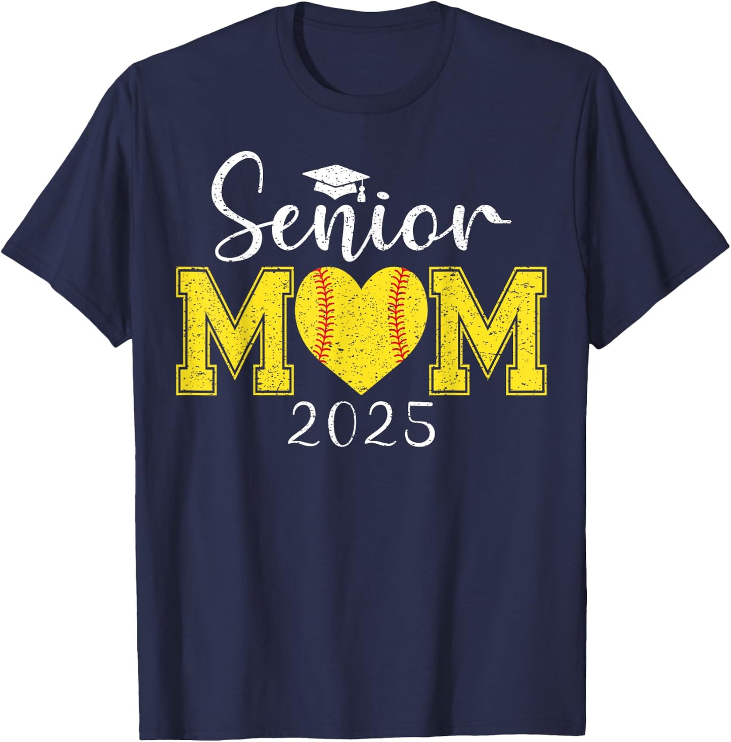 Senior Mom Softball 2025 Class Of 2025 Graduation T-Shirt - T-Shirt | Navy