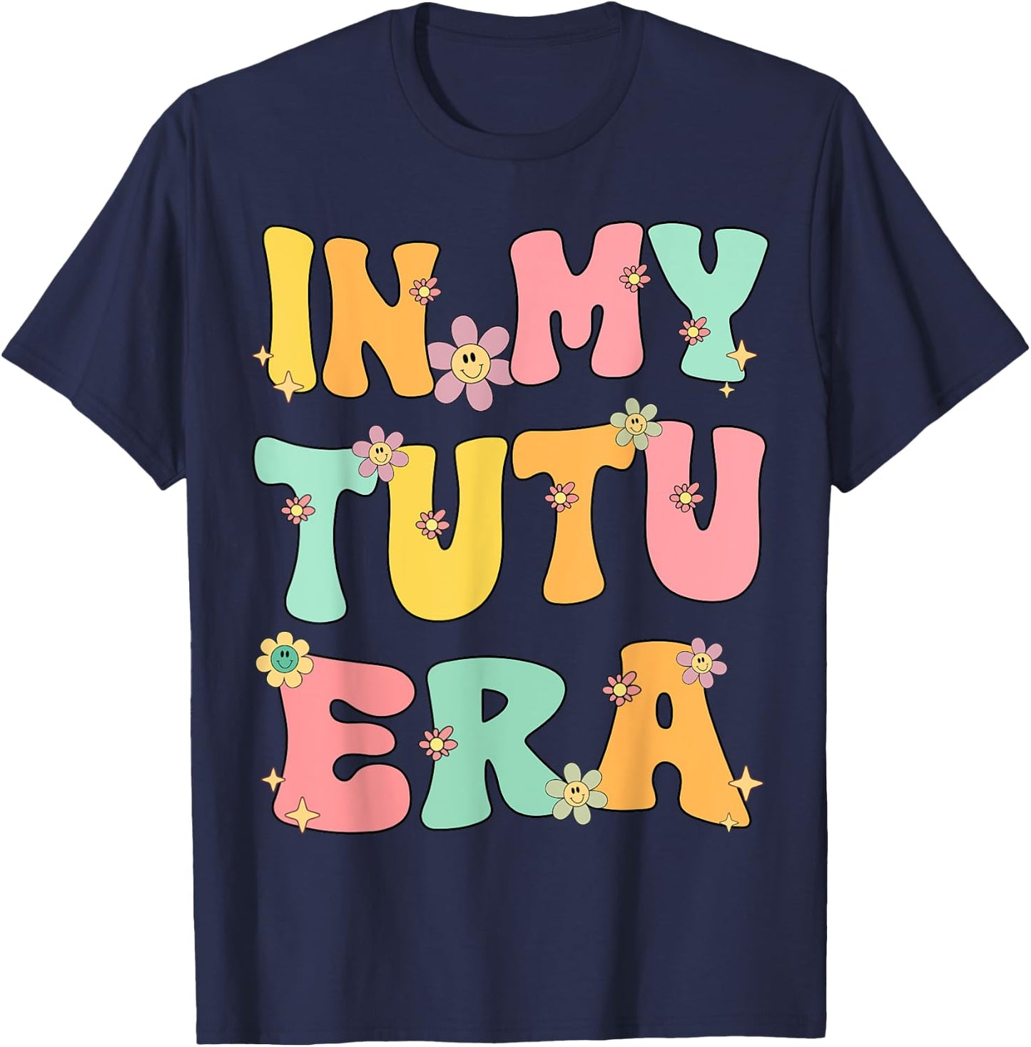 In My Tutu Era Retro Groovy Tutu Grandma Mothers day Cute T-Shirt - T-Shirt | Navy