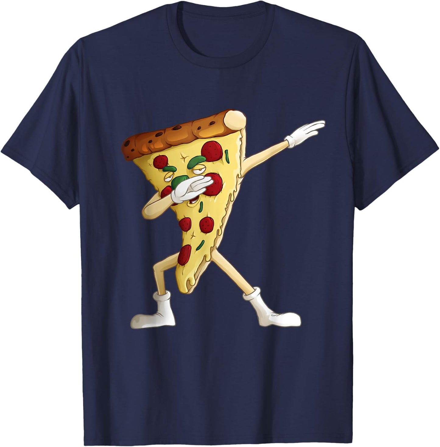 Cool Dabbing Pizza Design For Boys Girls Kids Pizza Lover T-Shirt - T-Shirt | Navy