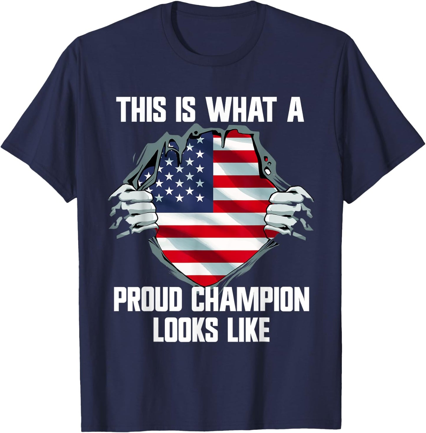 This is what a proud champion looks like - USA flag T-Shirt - T-Shirt | Navy