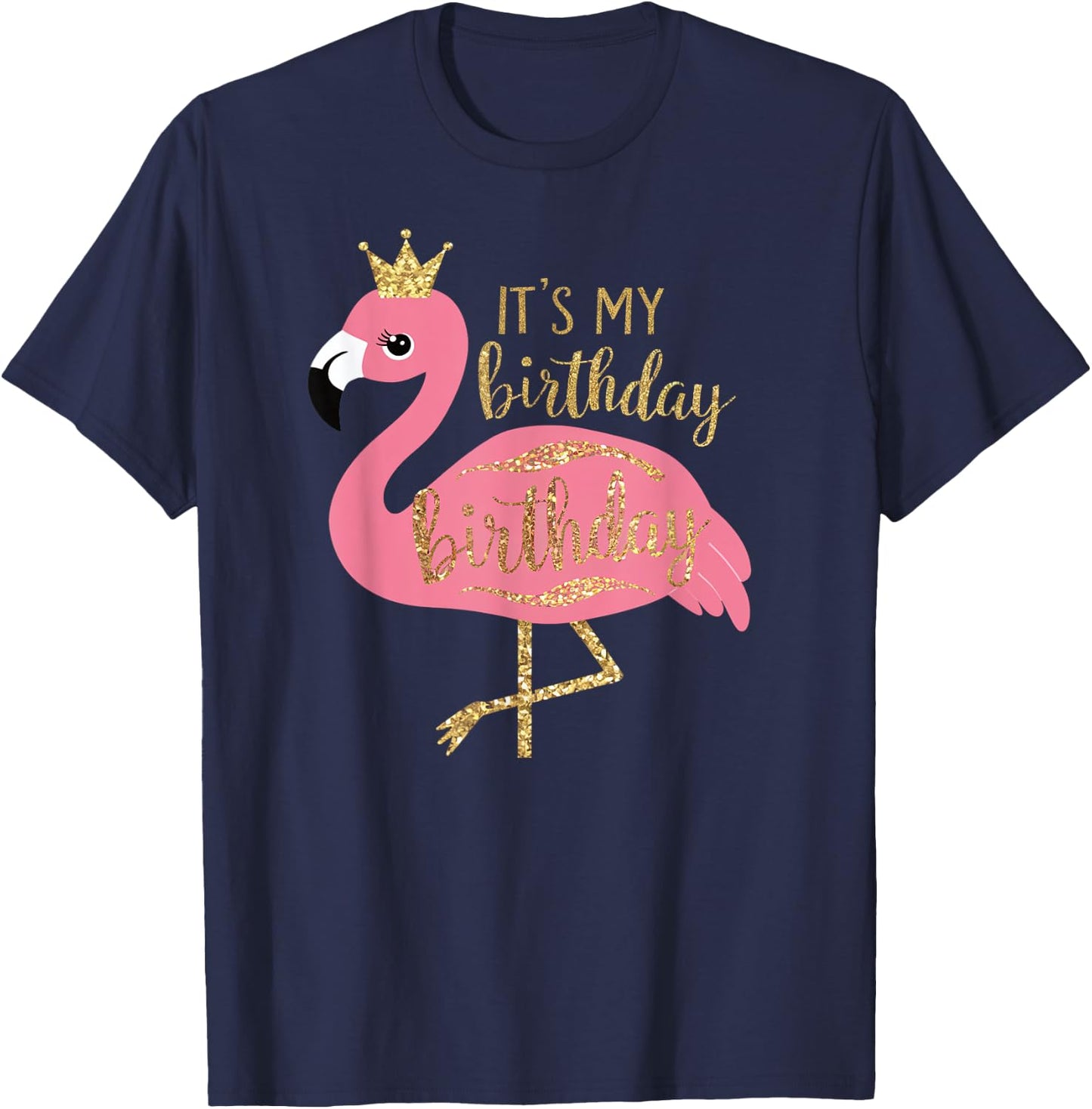 It's My Birthday Princess Flamingo Girls Kids Gifts T-Shirt - T-Shirt | Navy