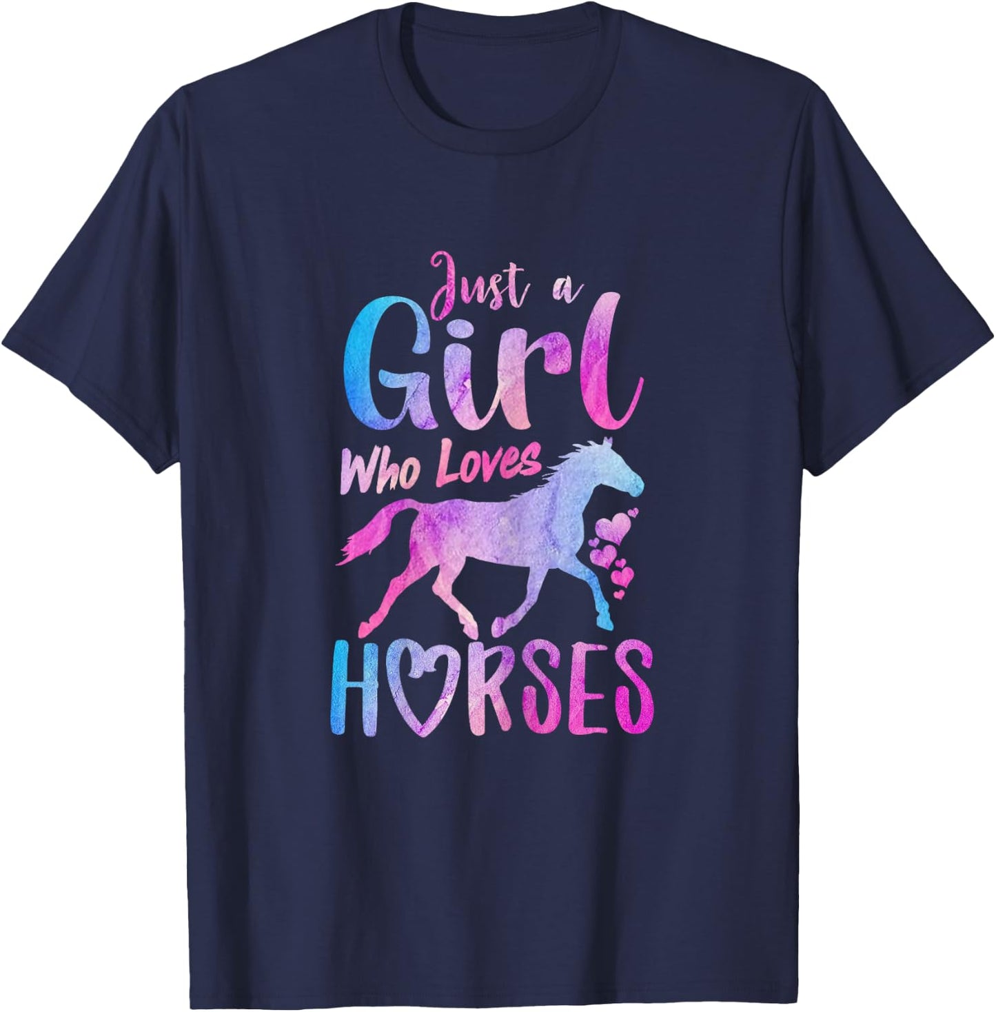 Just A Girl Who Loves Horses Riding Cute Horse Girls Women T-Shirt - T-Shirt | Navy