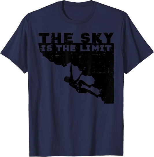 Climbing Sky Is Limit Rock Mountain Climber Men Women Kids T-Shirt - T-Shirt | Navy