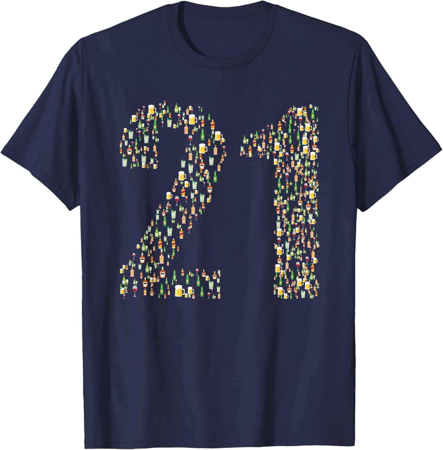 21st Birthday Legal Drinking Age Beer Cocktail Alcohol Funny T-Shirt - T-Shirt | Navy