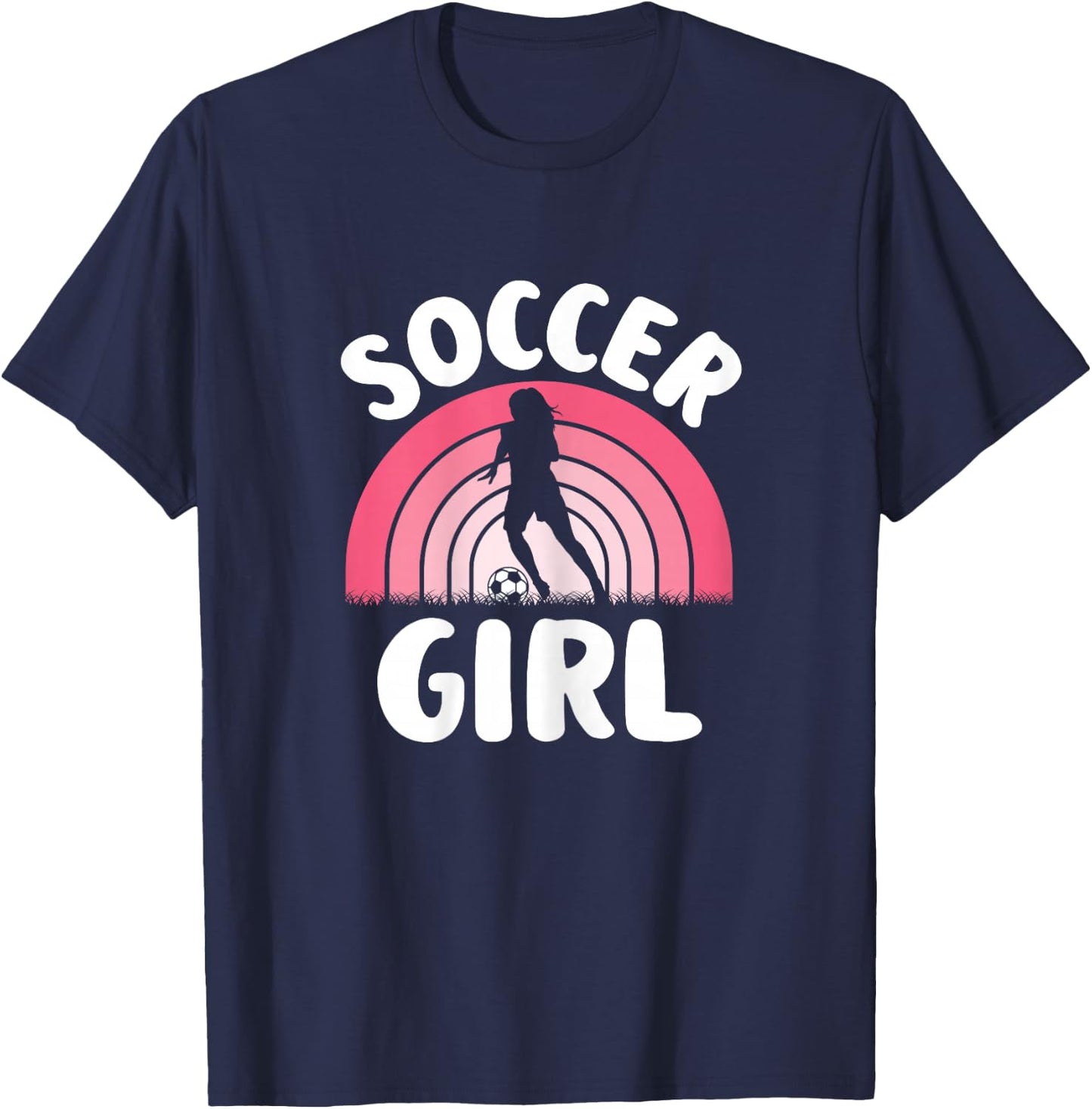 Soccer Girl Cute Pink Soccer Lover Women Girls Kids T-Shirt - T-Shirt | Navy