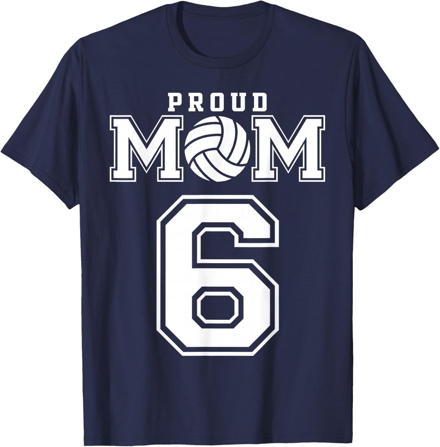 Custom Proud Volleyball Mom Number 6 Personalized Women T-Shirt - T-Shirt | Navy