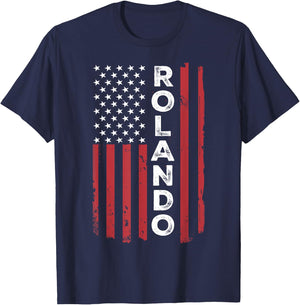 Rolando USA Flag American Flag Patriotic T-Shirt - T-Shirt | Navy