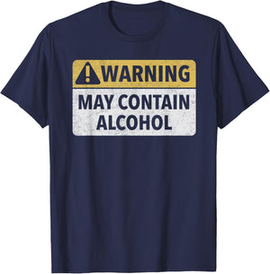 Warning May Contain Alcohol T-Shirt - T-Shirt | Navy