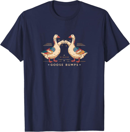 Vintage Goose Bumps Pun Fist Bump Geese Pals Kawaii Geese T-Shirt - T-Shirt | Navy