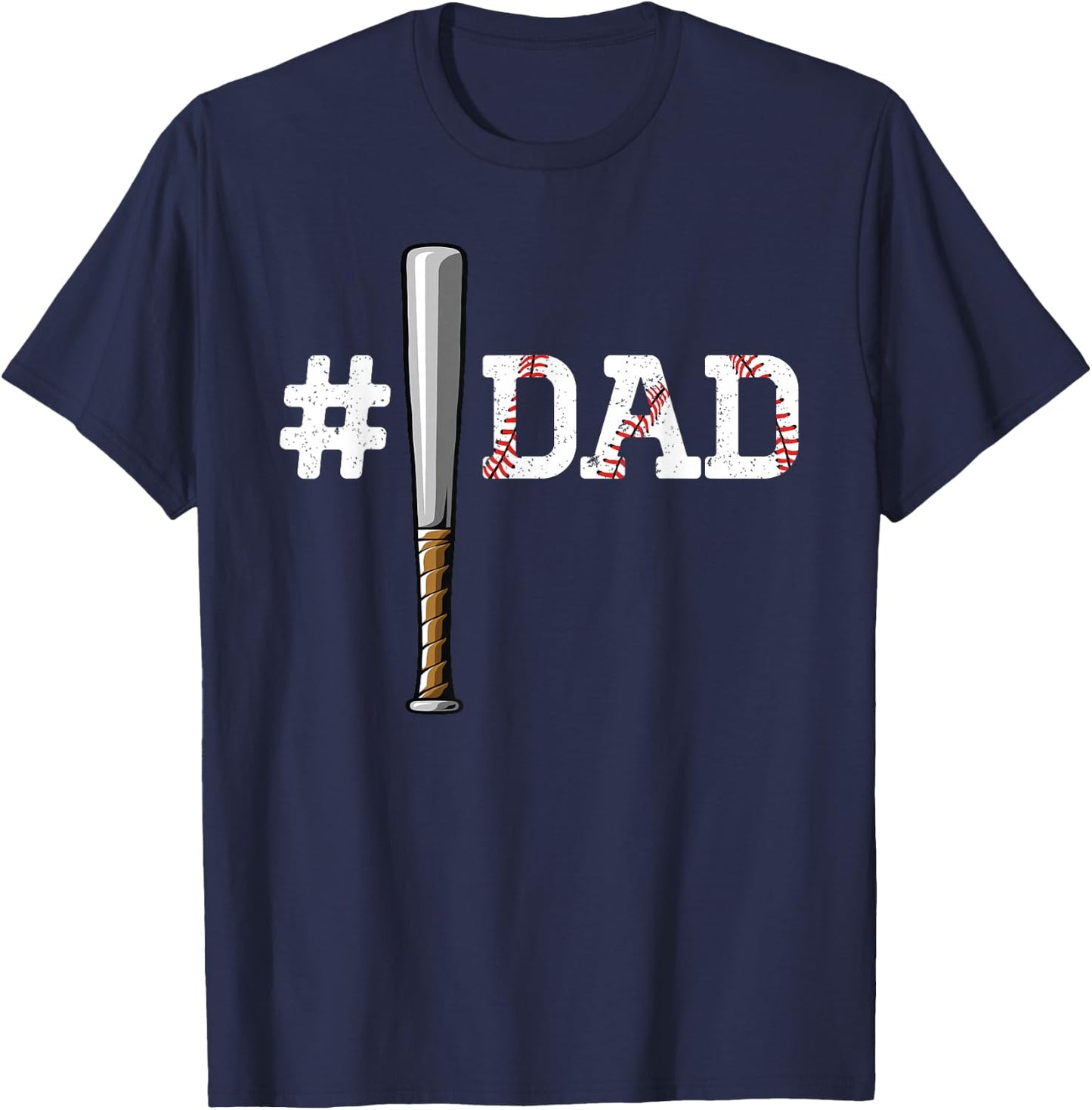 Number One Baseball Dad for Father's Day #1 Daddy Coach T-Shirt - T-Shirt | Navy