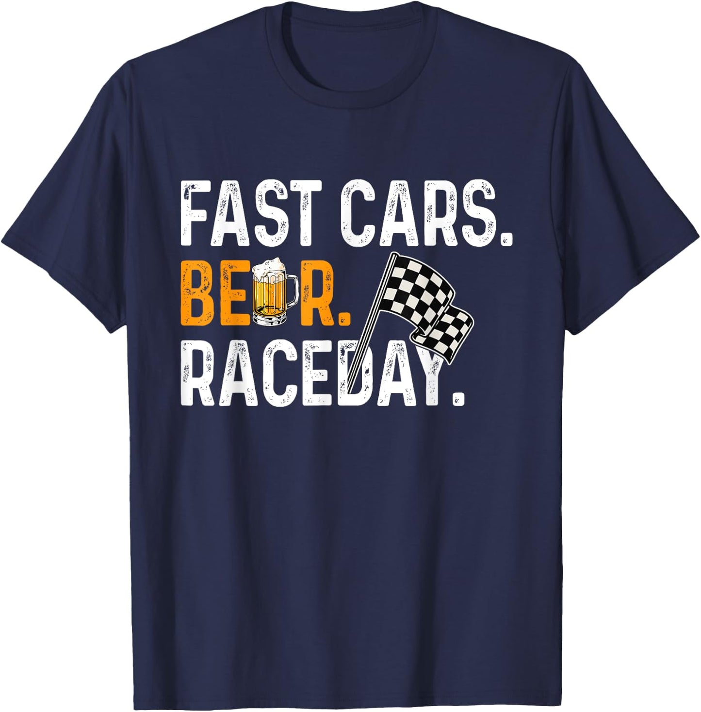 Fast Cars Beer Race Day Funny Car Driver Racing Drinking T-Shirt - T-Shirt | Navy