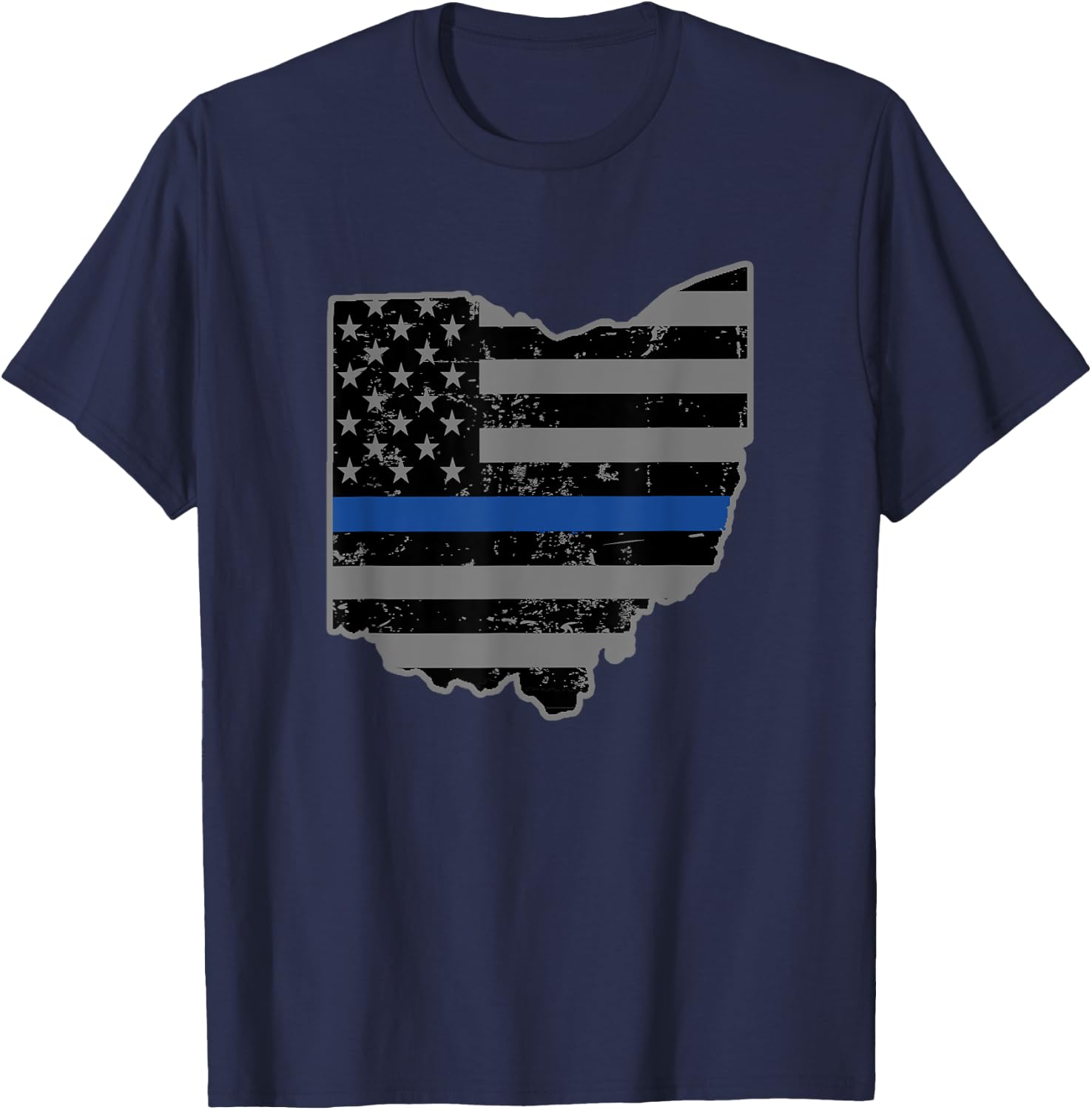Ohio Highway Patrol Shirt Thin Blue Line Flag Shirt T-Shirt - T-Shirt | Navy