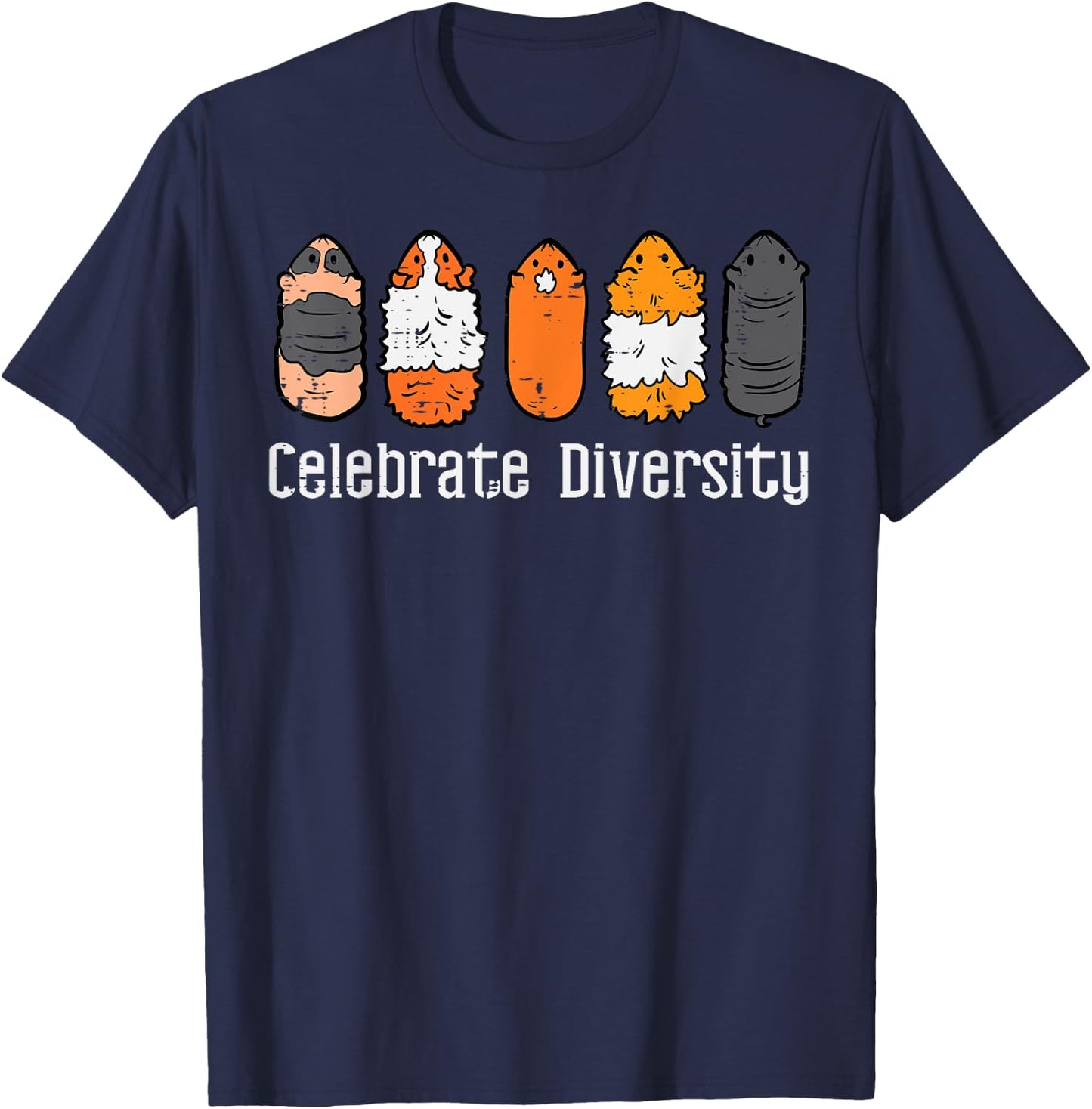 Guinea Pig Breeds Celebrate Diversity Cavy Men Women Kids T-Shirt - T-Shirt | Navy