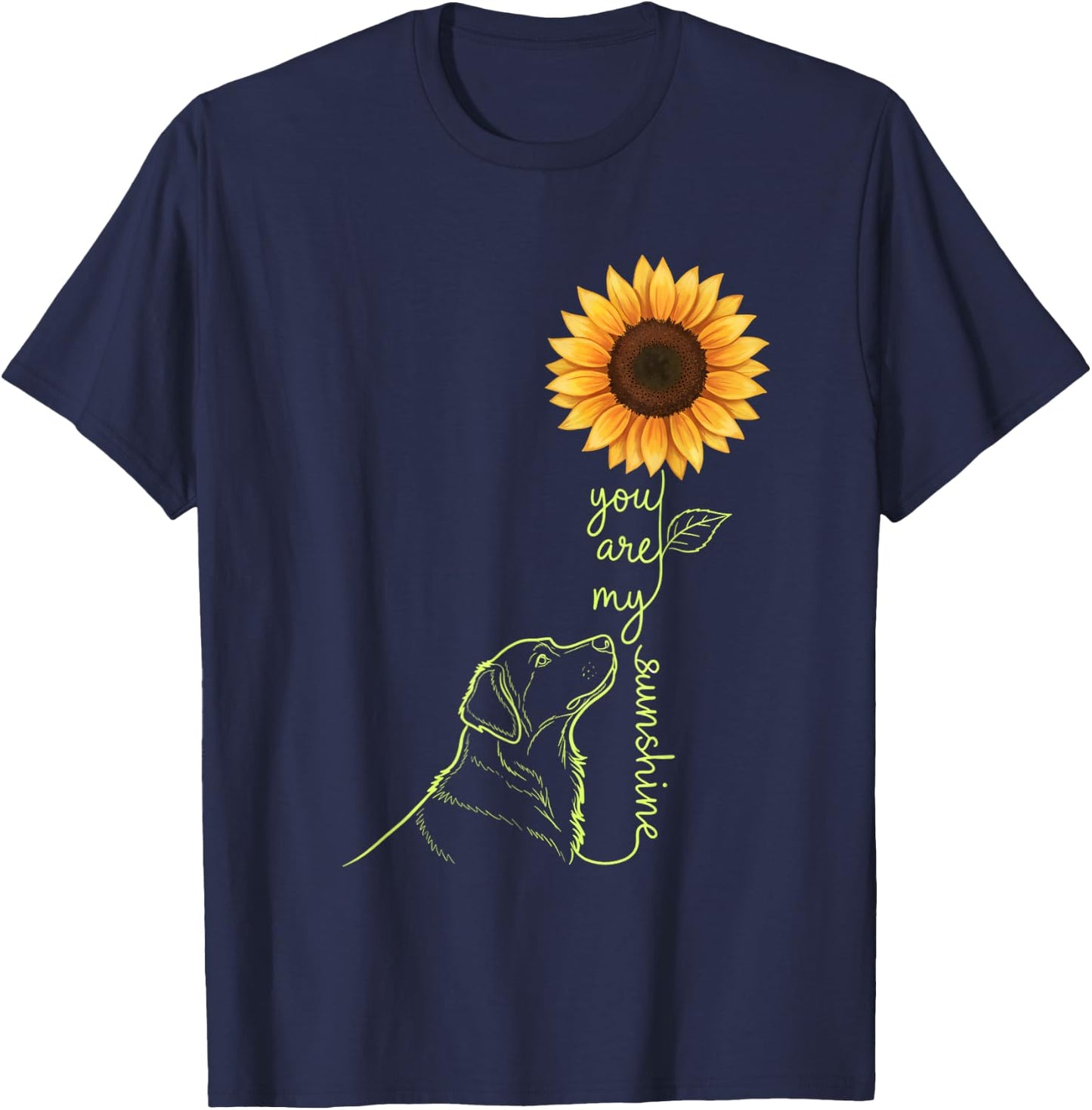 Cat You are My Sunshine Sunflower Cat Lover Design T-Shirt - T-Shirt | Navy