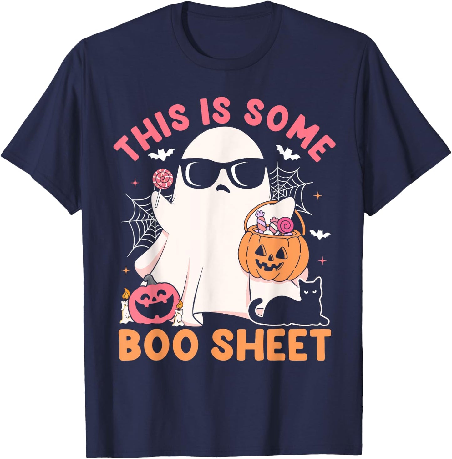 This Is Some Boo Sheet Cute Ghost Retro Halloween Costume T-Shirt - T-Shirt | Navy