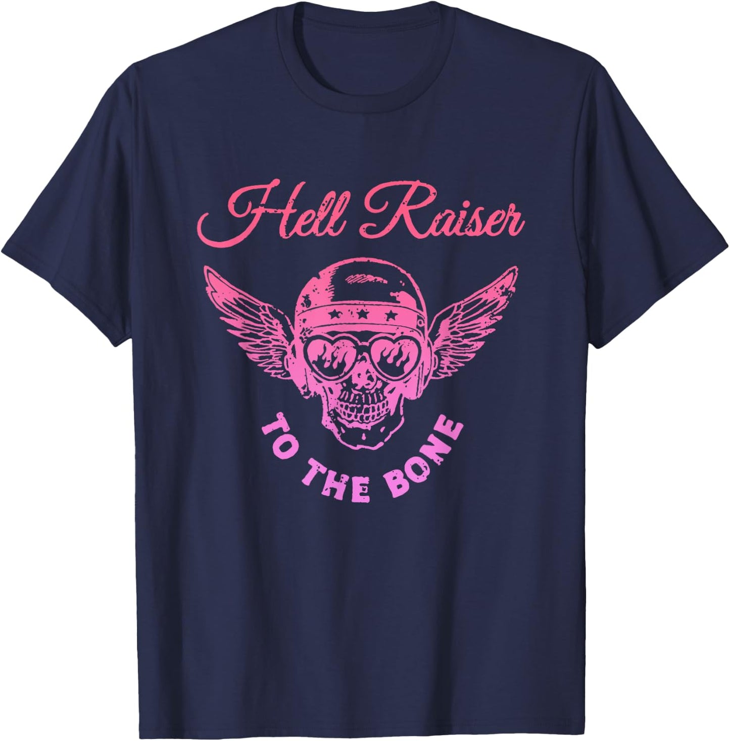 Hell Raiser To The Bone Skeleton Design T-Shirt - T-Shirt | Navy