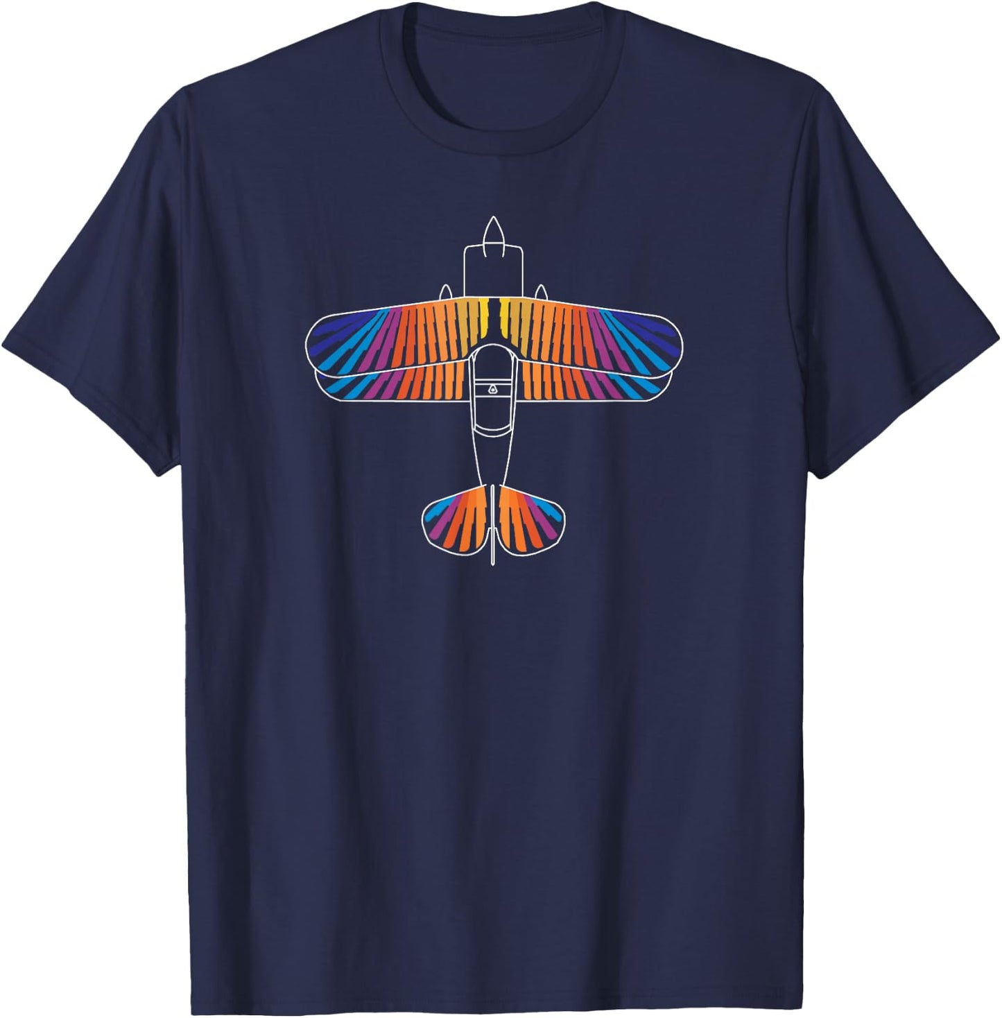The Rainbow Eagle: Aerobatic Biplane Airplane FRONT ONLY T-Shirt - T-Shirt | Navy