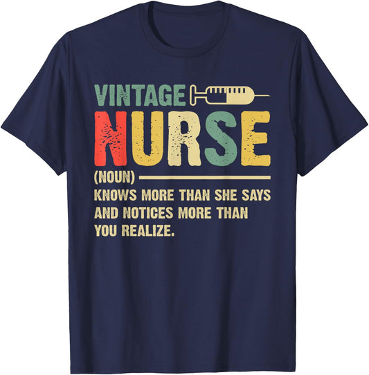 Vintage Nurse Definition Hospital Medical Registered Nursing T-Shirt - T-Shirt | Navy