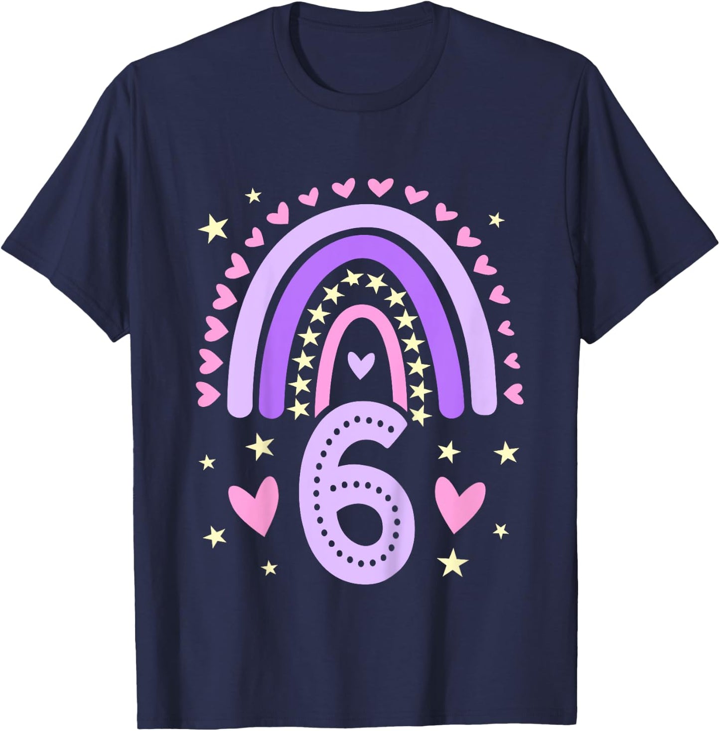 6th Birthday Rainbow Butterfly 6 Years Old Six 6 Birthday T-Shirt - T-Shirt | Navy