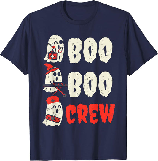 Boo Boo Crew Funny Ghost Nurse Halloween Costume Women T-Shirt - T-Shirt | Navy