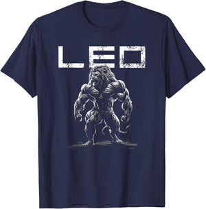 Lion With Muscles Leo Zodiac Workout Gym T-Shirt - T-Shirt | Navy