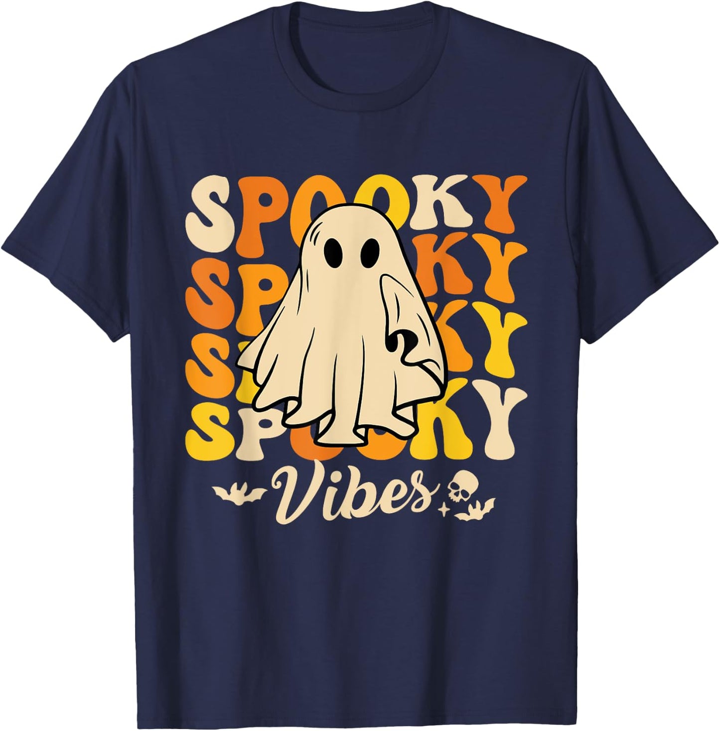 Spooky Vibes Funny Lazy Halloween Costume Outfit T-Shirt - T-Shirt | Navy