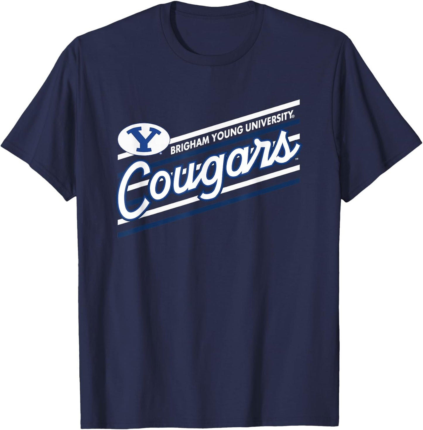 BYU Cougars Retro Performer Blue Officially Licensed T-Shirt - T-Shirt | Navy