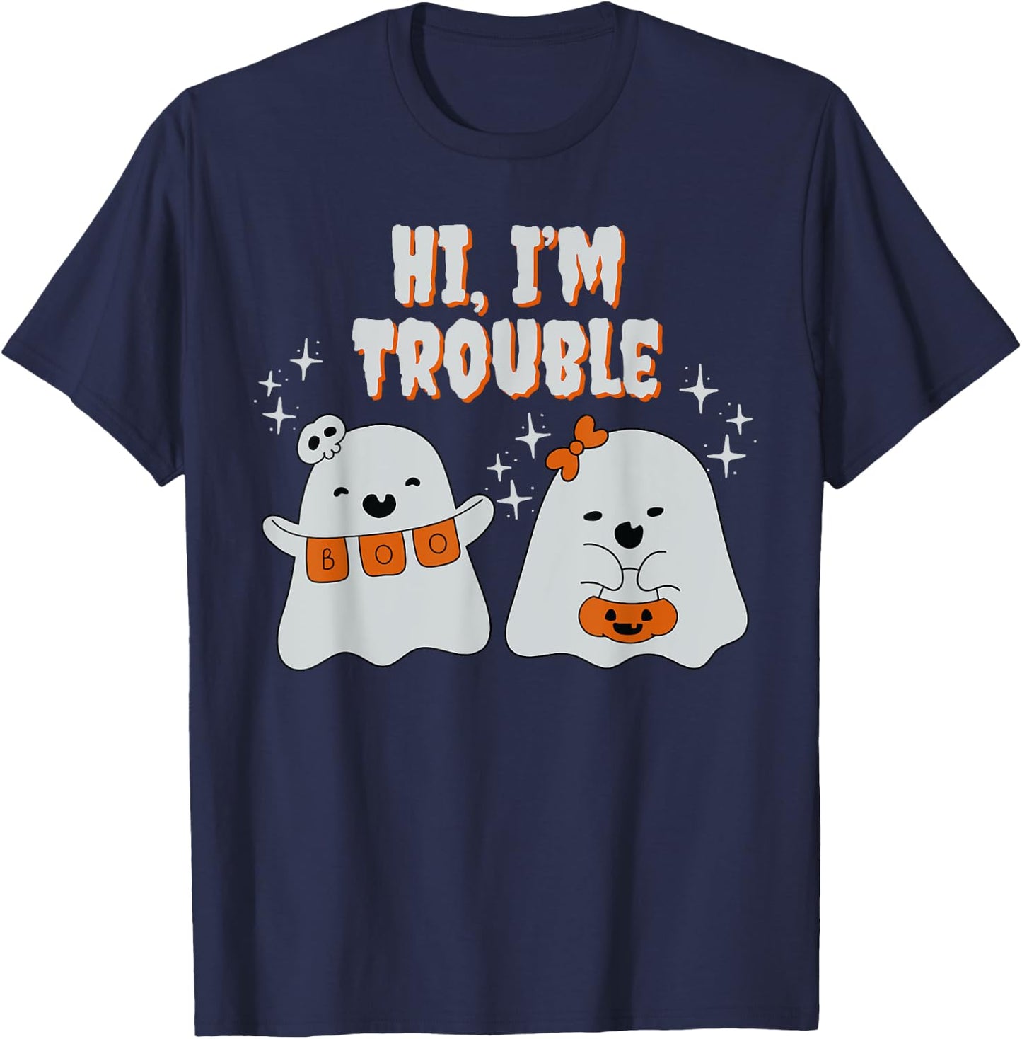 Hi, I'm Trouble Matching Couple Halloween Costume T-Shirt - T-Shirt | Navy