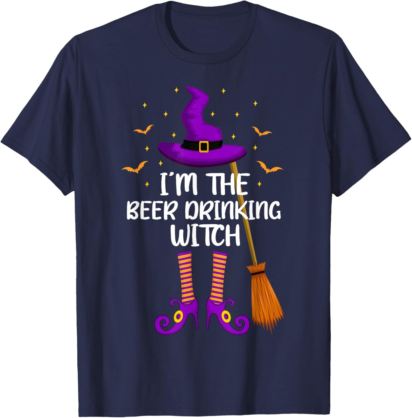 I'm The Beer Drinking Witch Funny Beer Drinking Halloween T-Shirt - T-Shirt | Navy