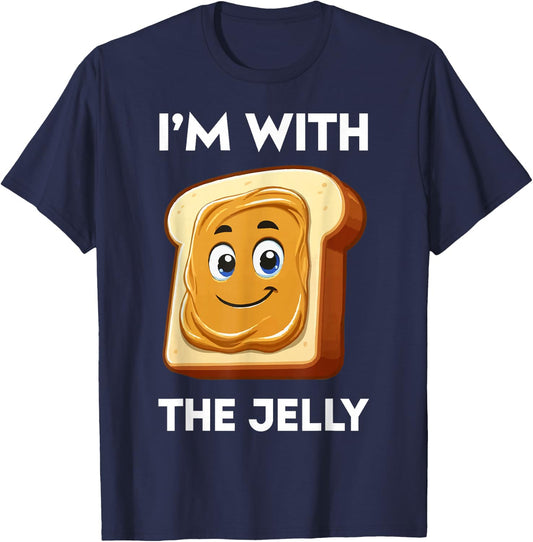 I'm with Jelly Just Married Couple Funny Honeymoon T-Shirt - T-Shirt | Navy