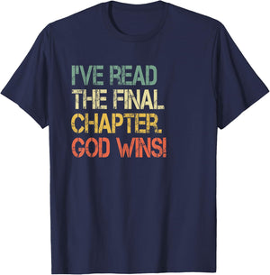 Retro Christian I've Read Final Chapter God Wins Jesus Bible T-Shirt - T-Shirt | Navy
