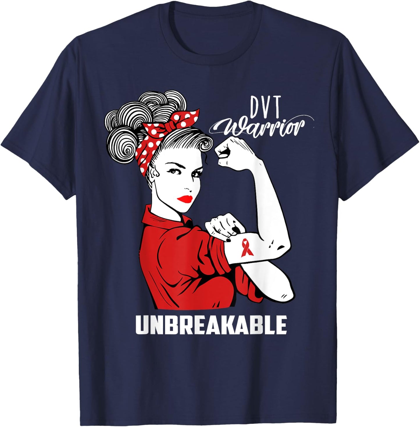 Deep Vein Thrombosis DVT Warrior Unbreakable Shirt Awareness T-Shirt - T-Shirt | Navy