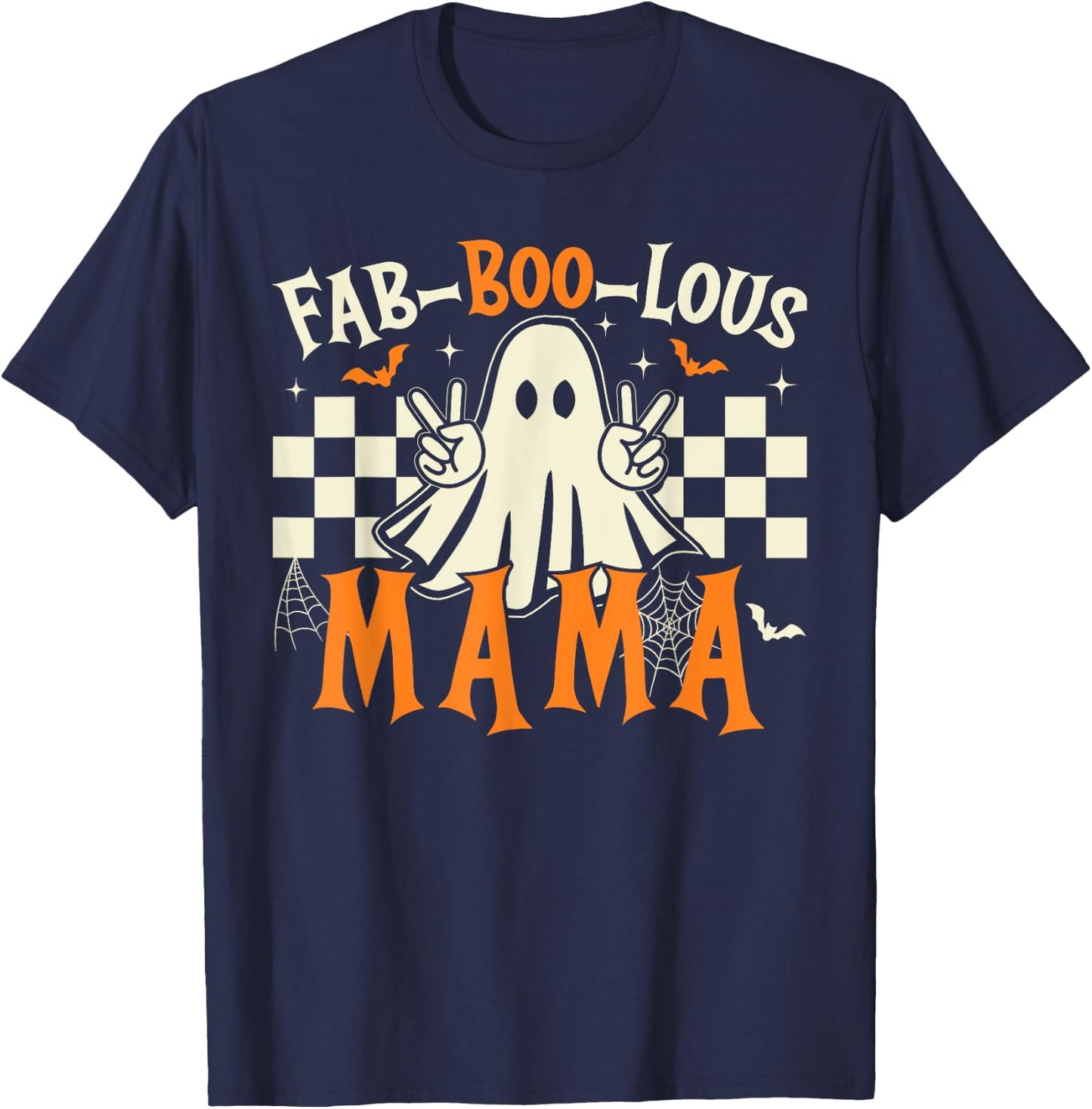 Fab Boo Lous Mama Retro Ghost Spooky Mama Halloween Costume T-Shirt - T-Shirt | Navy